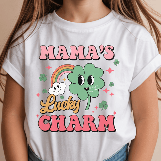Mama’s Lucky Charm DTF Transfer | Cute St. Patrick’s Day Shamrock Heat Press Design