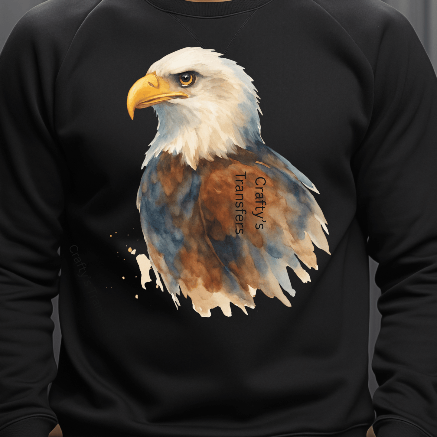 Watercolor Bald Eagle DTF Transfer – Patriotic Eagle Heat Transfer – American Eagle Shirt Design – Ready to Press