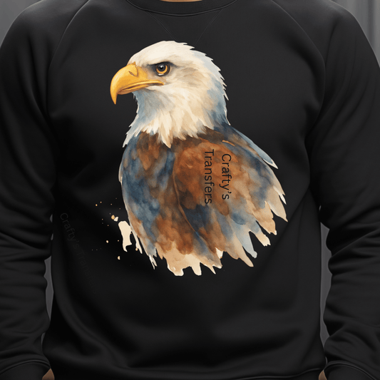 Watercolor Bald Eagle DTF Transfer – Patriotic Eagle Heat Transfer – American Eagle Shirt Design – Ready to Press