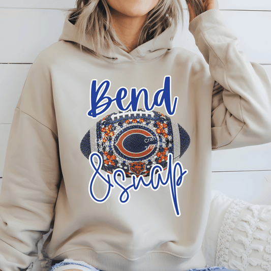 Bend & Snap Bears DTF Transfer – Chicago Football Rhinestone Style Design – Ready to Press Sports Heat Transfer