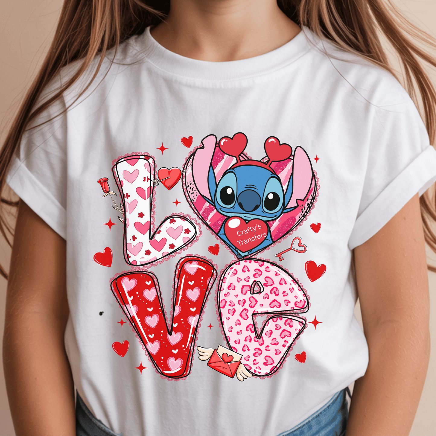 LOVE Alien Valentine DTF Transfer | Cute Valentine Heat Transfer | Cartoon Love Graphic Shirt Design