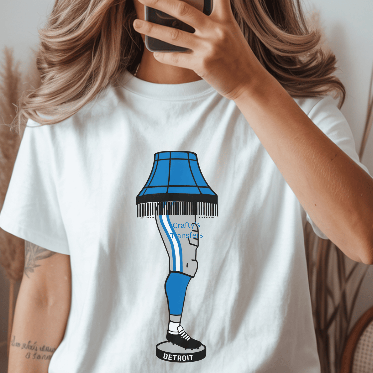 Detroit Football Leg Lamp DTF Transfer | Detroit Pride Heat Transfer | Funny Football Fan Graphic for Shirts