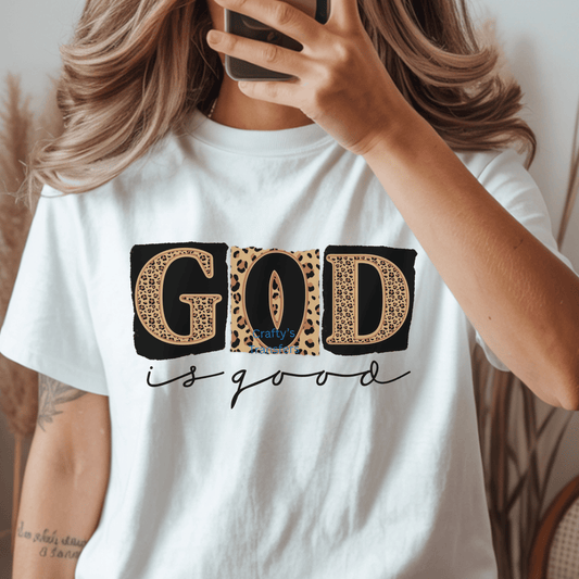God Leopard Print DTF Transfer | Faith Heat Press Design | Christian Apparel Graphic