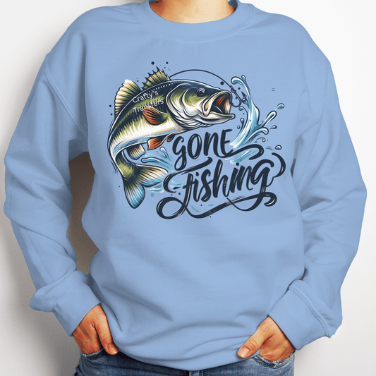 Gone Fishing Bass DTF Transfer | Fishing Shirt Heat Transfer for Anglers & Outdoorsmen