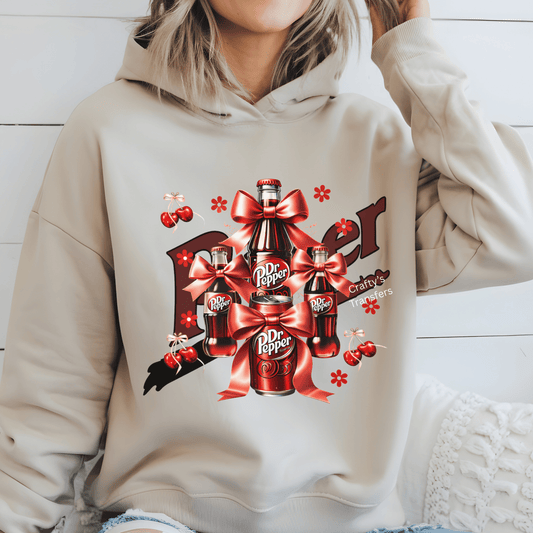 Dr Pepper Valentine DTF Shirt Transfer | Cute Soda Bow & Cherry Graphic Tee Design