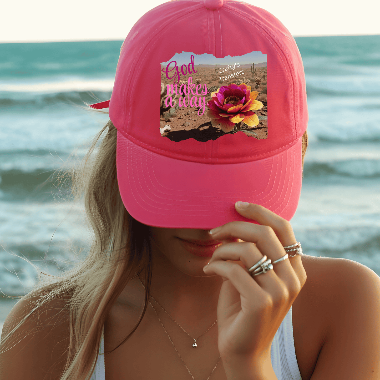 God Makes a Way DTF Shirt Transfer | Faith Quote Desert Flower Christian Design