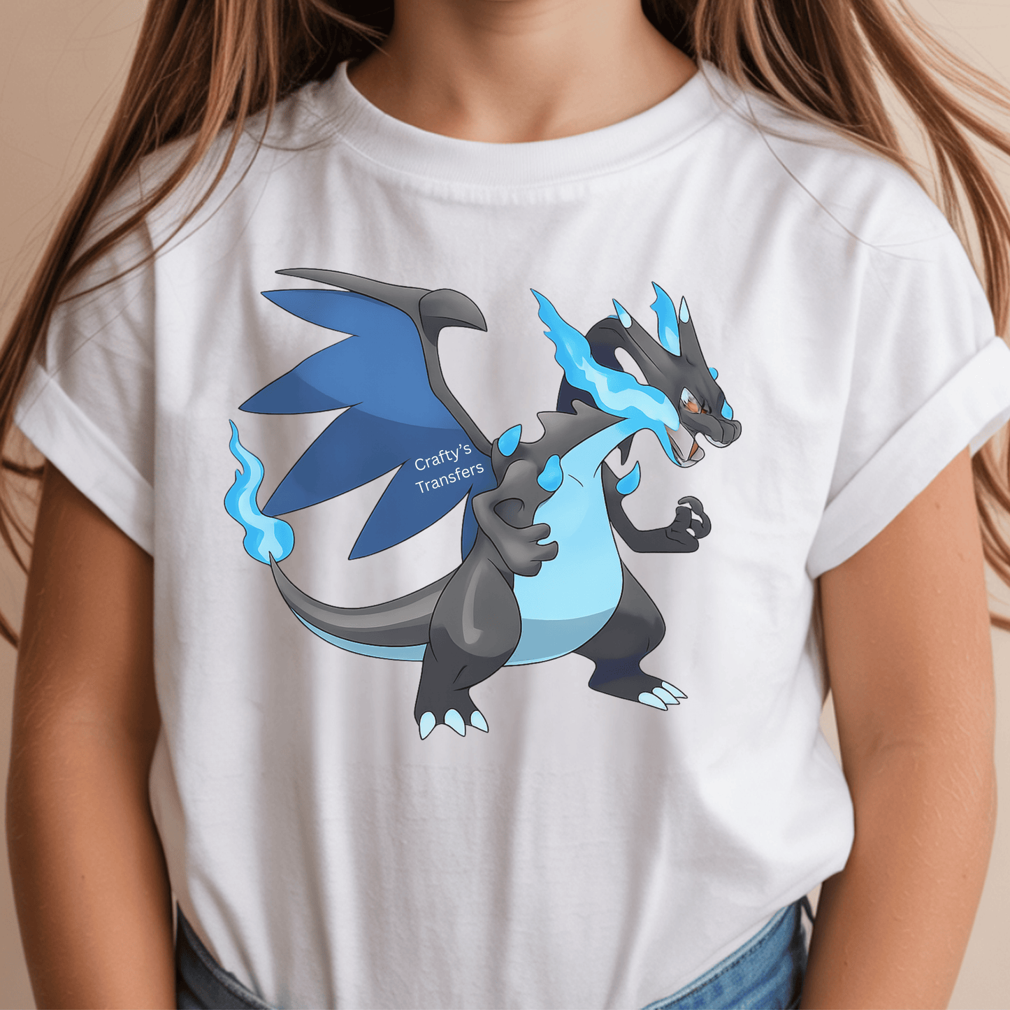 Blue Flame Dragon DTF Shirt Transfer | Fire & Ice Fantasy Dragon Design
