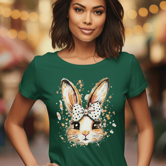 Watercolor Easter Bunny DTF Transfer | Cute Spring Bunny with Bow Shirt Design | Easter Heat Transfer
