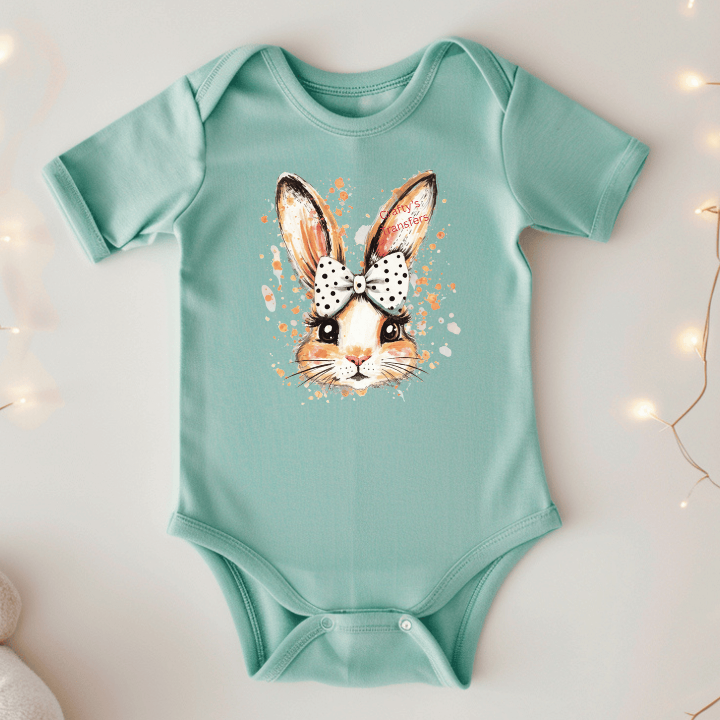 Watercolor Easter Bunny DTF Transfer | Cute Spring Bunny with Bow Shirt Design | Easter Heat Transfer