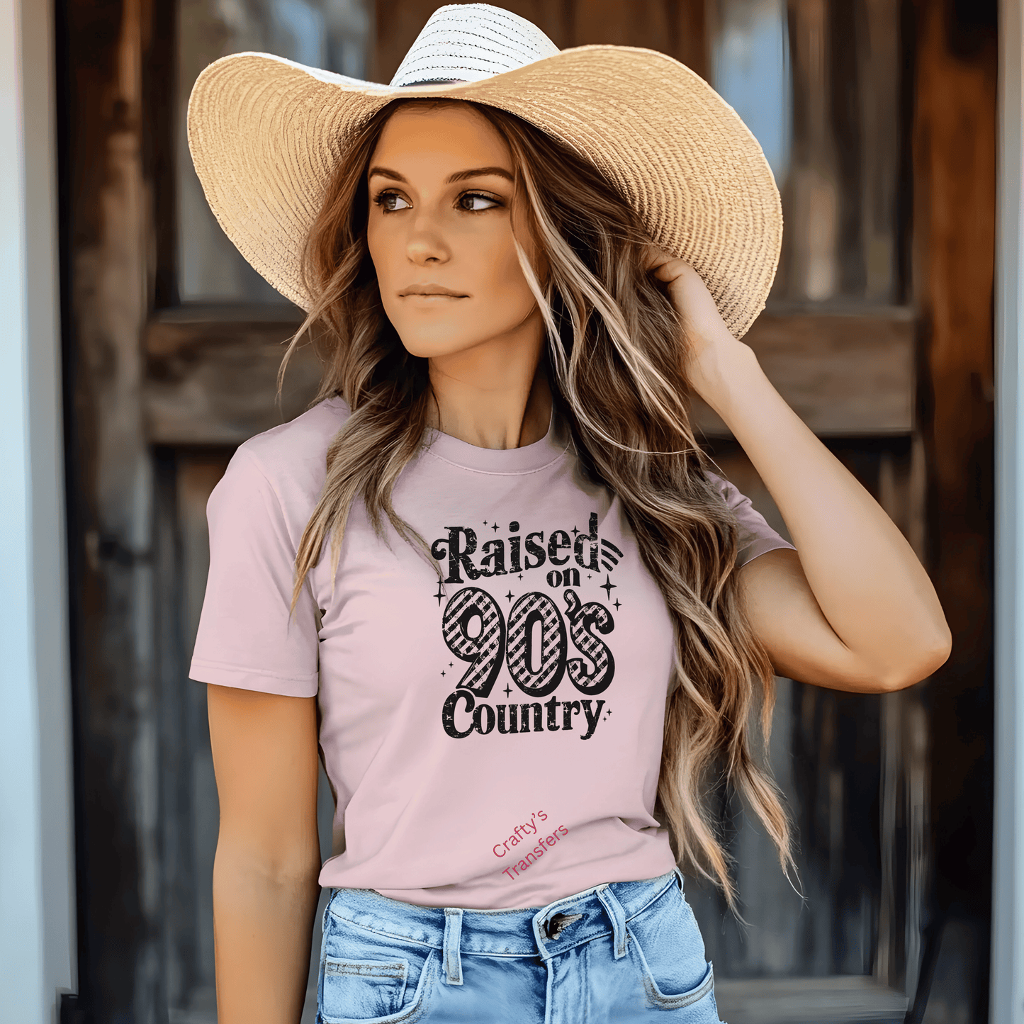 Raised on 90s Country DTF Transfer | Retro Country Music Shirt Heat Transfer | Western Vintage Tee Design
