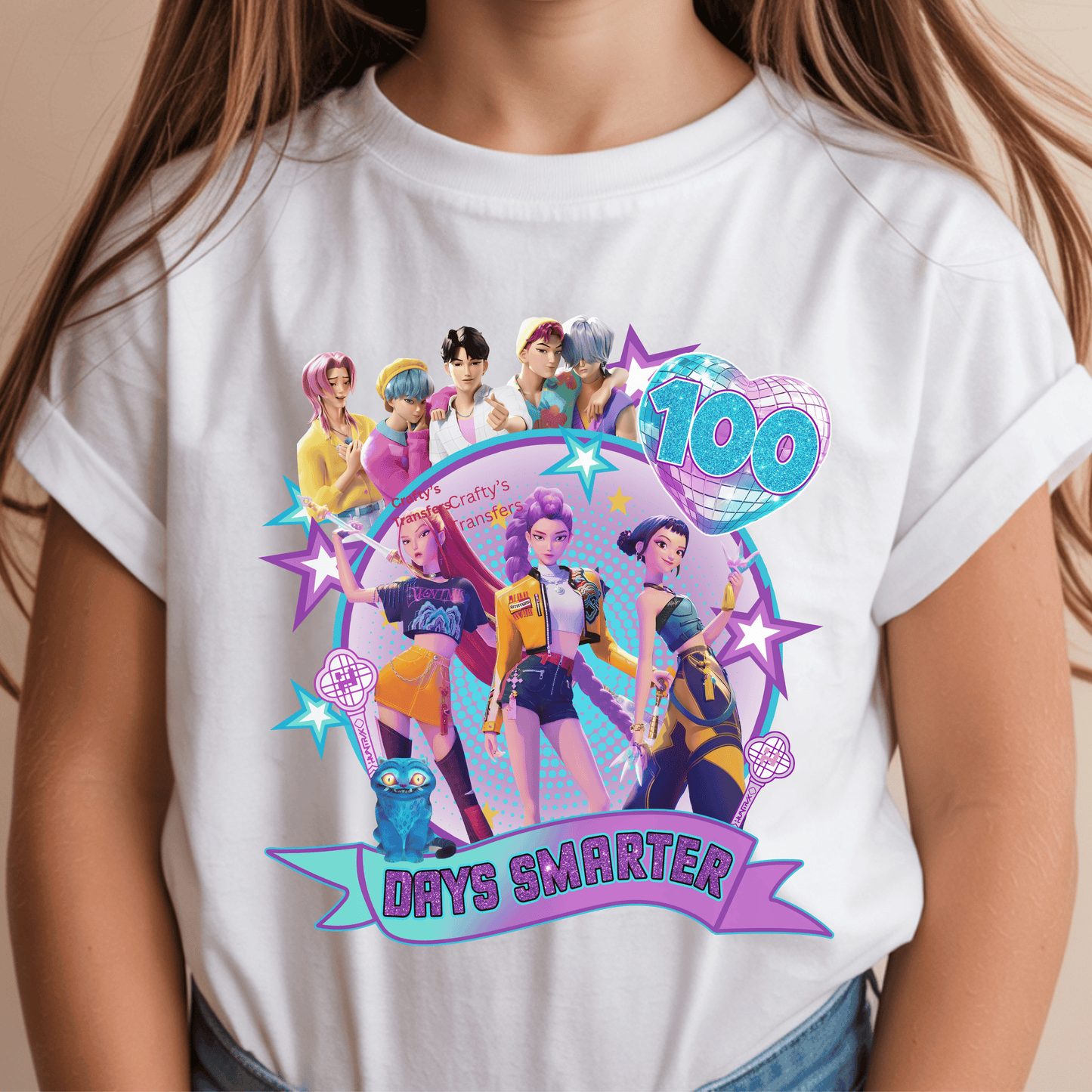100 Days Smarter K-Pop DTF Transfer | 100th Day of School Kpop Style Shirt Heat Transfer