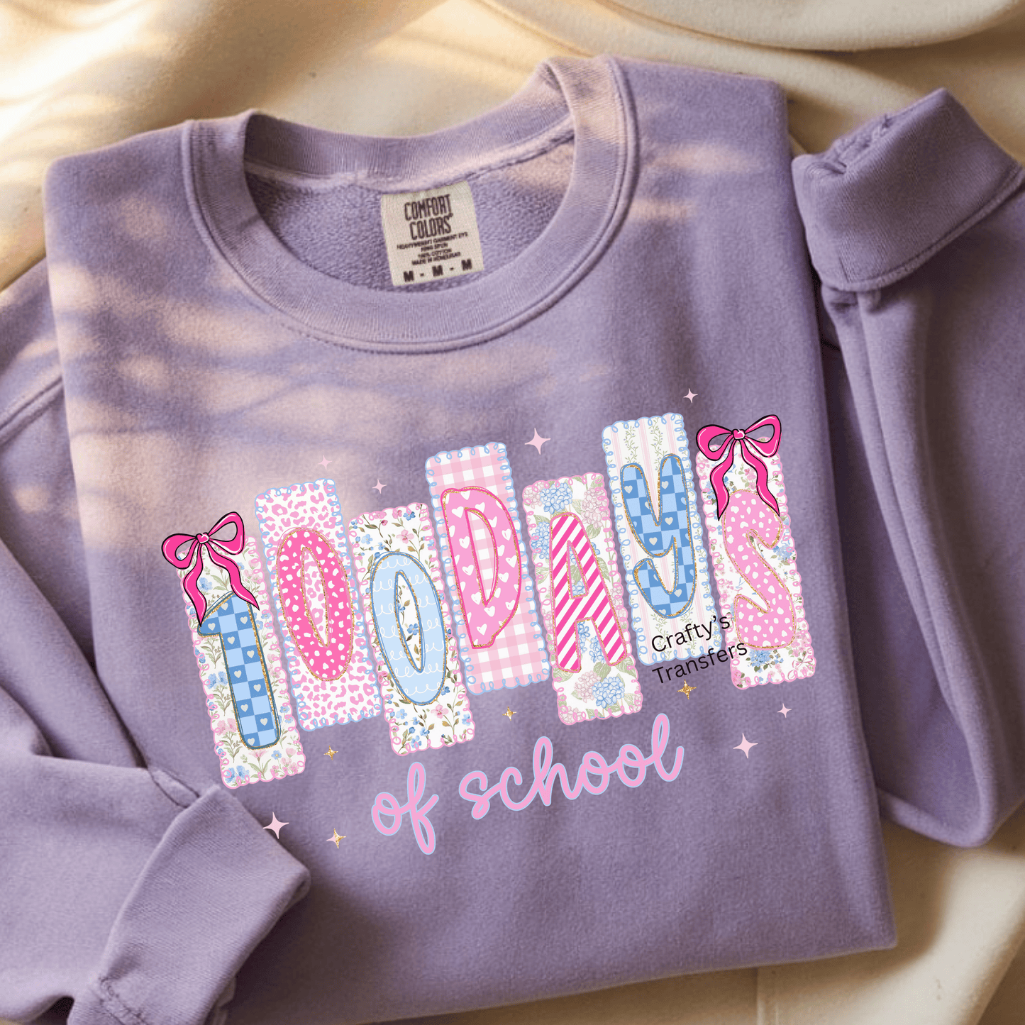 100 Days of School DTF Transfer | Cute Pastel School Shirt Heat Transfer | Teacher & Kids Design