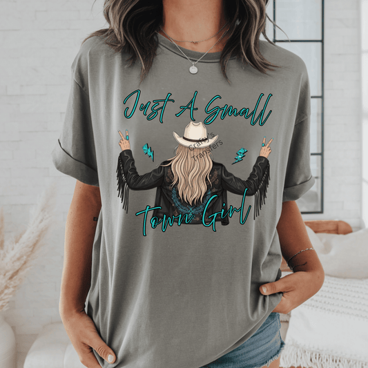 Just A Small Town Girl DTF Shirt Transfer | Western Cowgirl Graphic with Hat & Boots | Boutique Heat Press Design