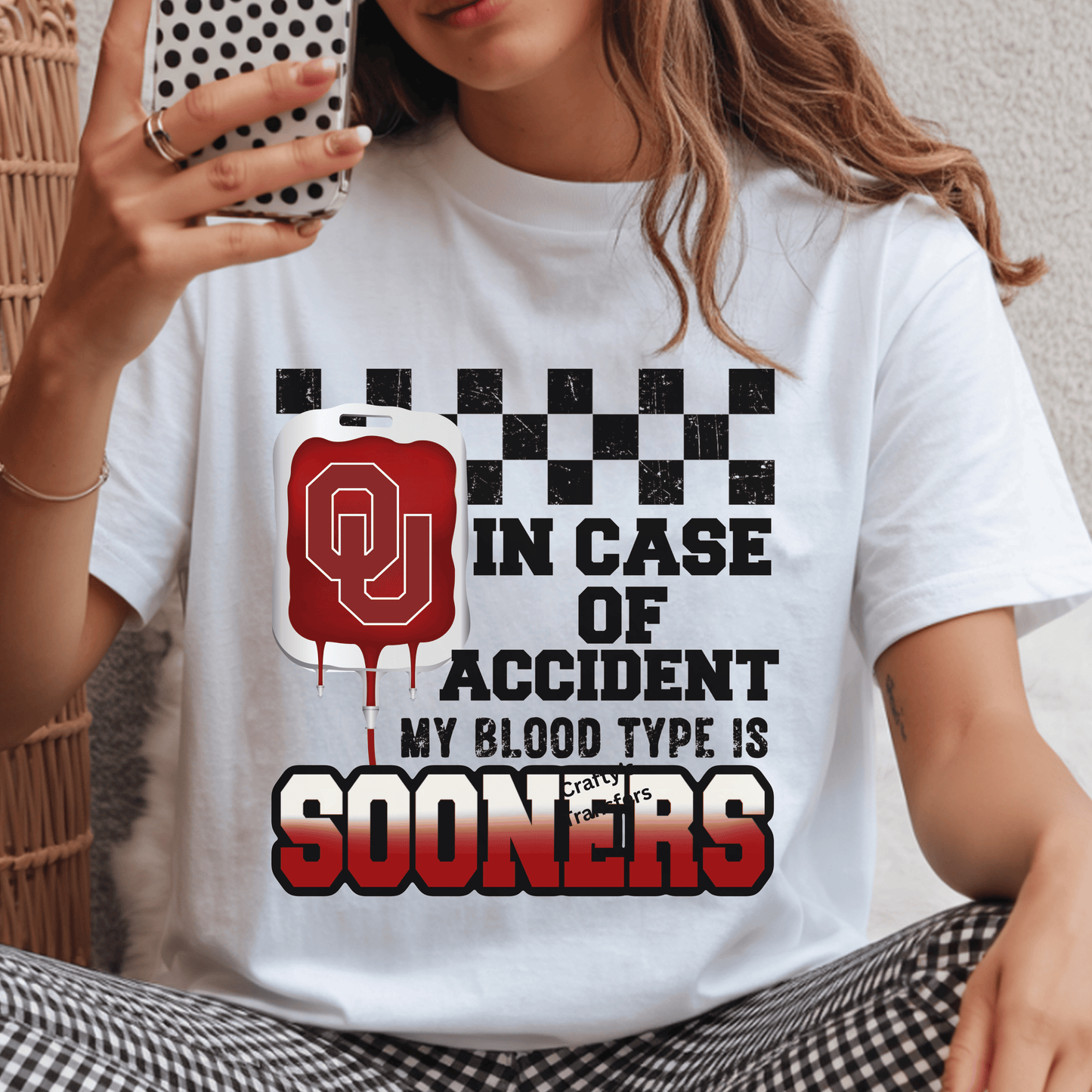 Funny Oklahoma Football DTF Shirt Transfer | My Blood Type Is Sooners Game Day Heat Press Design