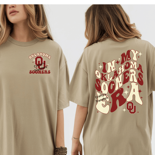 Oklahoma Sooners Front & Back DTF Shirt Transfer | Retro Game Day Football Heat Press Design