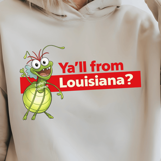 Ya’ll From Louisiana DTF Transfer | Funny Louisiana Saying Shirt Design | Southern Crawfish Cartoon Heat Transfer