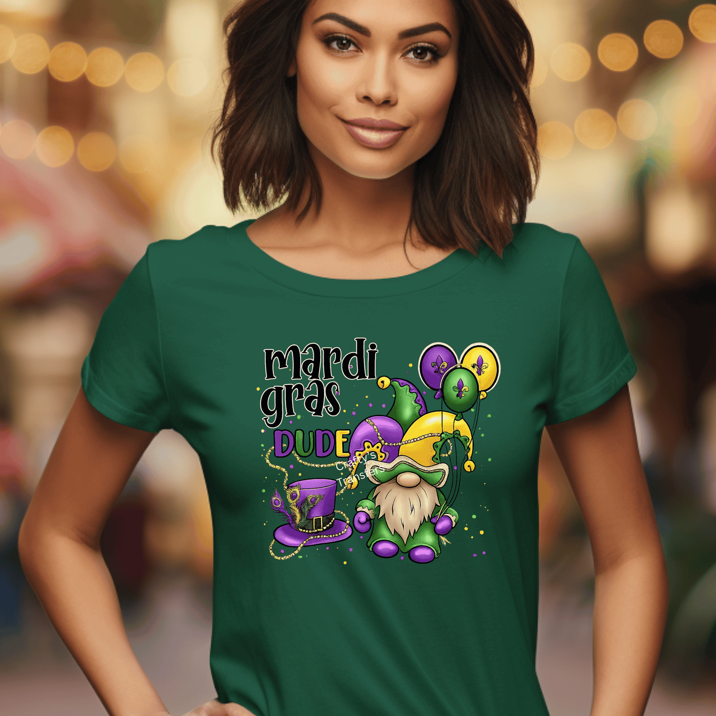 Mardi Gras Dude DTF Transfer | Funny Mardi Gras Gnome Shirt Design | Purple Green Gold Louisiana Heat Transfer