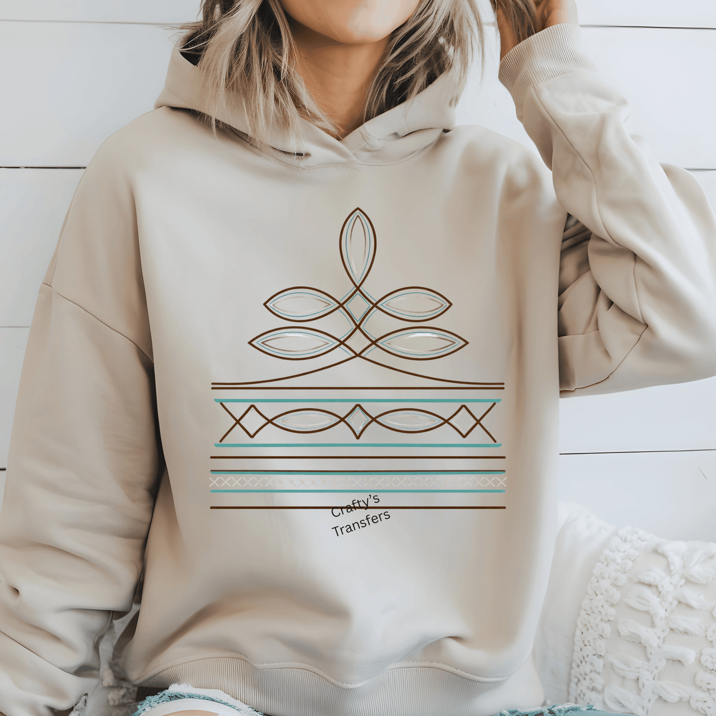 Western Boot Stitch DTF Transfer | Cowgirl Stitch Pattern Shirt Transfer | Southwestern Heat Transfer Design