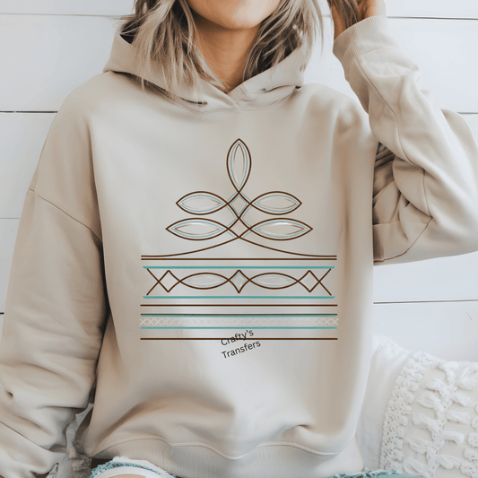 Western Boot Stitch DTF Transfer | Cowgirl Stitch Pattern Shirt Transfer | Southwestern Heat Transfer Design