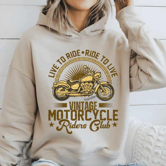 Vintage Motorcycle Riders Club DTF Shirt Transfer – Live to Ride Ride to Live Biker Heat Transfer