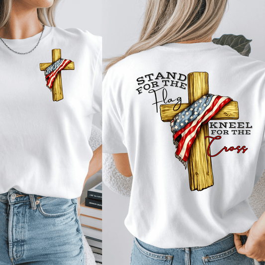 Stand for the Flag Kneel for the Cross DTF Transfer | Patriotic Christian Shirt Heat Transfer | Ready to Press
