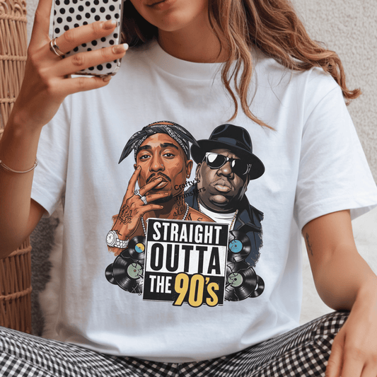 Straight Outta the 90s DTF Transfer – Retro Hip Hop Parody Shirt Transfer – 90s Music Heat Press Design