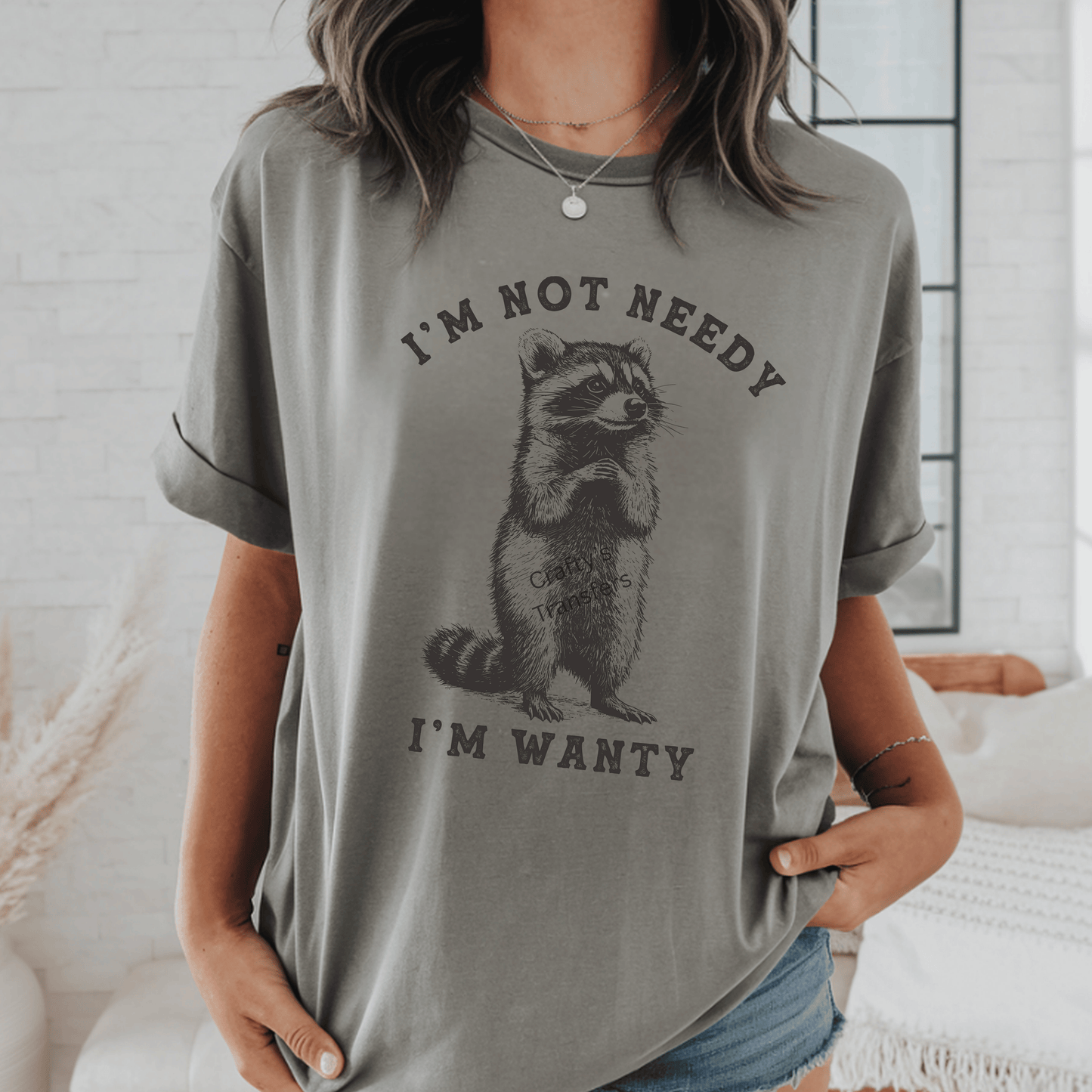 I’m Not Needy I’m Wanty DTF Transfer – Funny Raccoon Shirt Transfer – Sarcastic Humor Heat Press Design