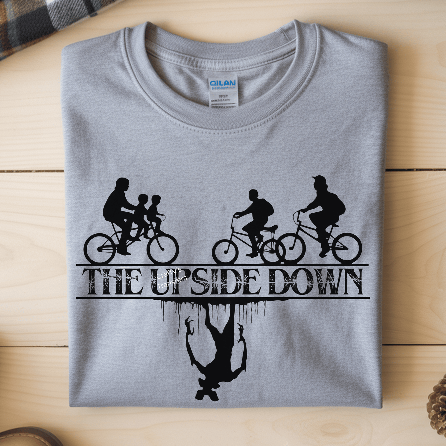 The Upside Down DTF Shirt Transfer – Retro Bike Silhouette Graphic | Ready to Press Heat Transfer