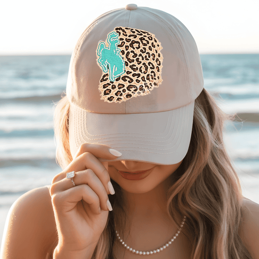 Leopard Cowboy DTF Trucker Hat Transfer | Western Hat Patch Design