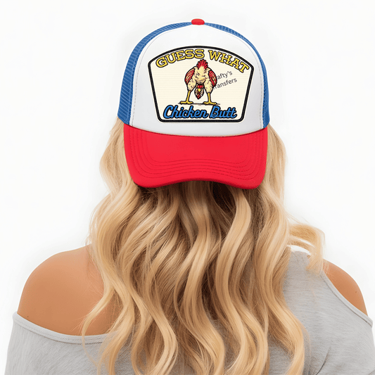 Guess What Chicken Butt DTF Trucker Hat Transfer | Funny Farm Hat Patch Design