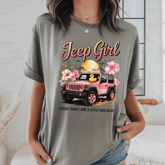 Jeep Girl Floral DTF Transfer | Classy Sassy Bad-Assy Jeep Heat Transfer | Ready to Press DTF Design
