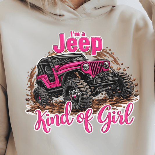 I’m a Jeep Kinda Girl DTF Transfer | Pink Jeep Off Road Heat Transfer | Ready to Press DTF Design
