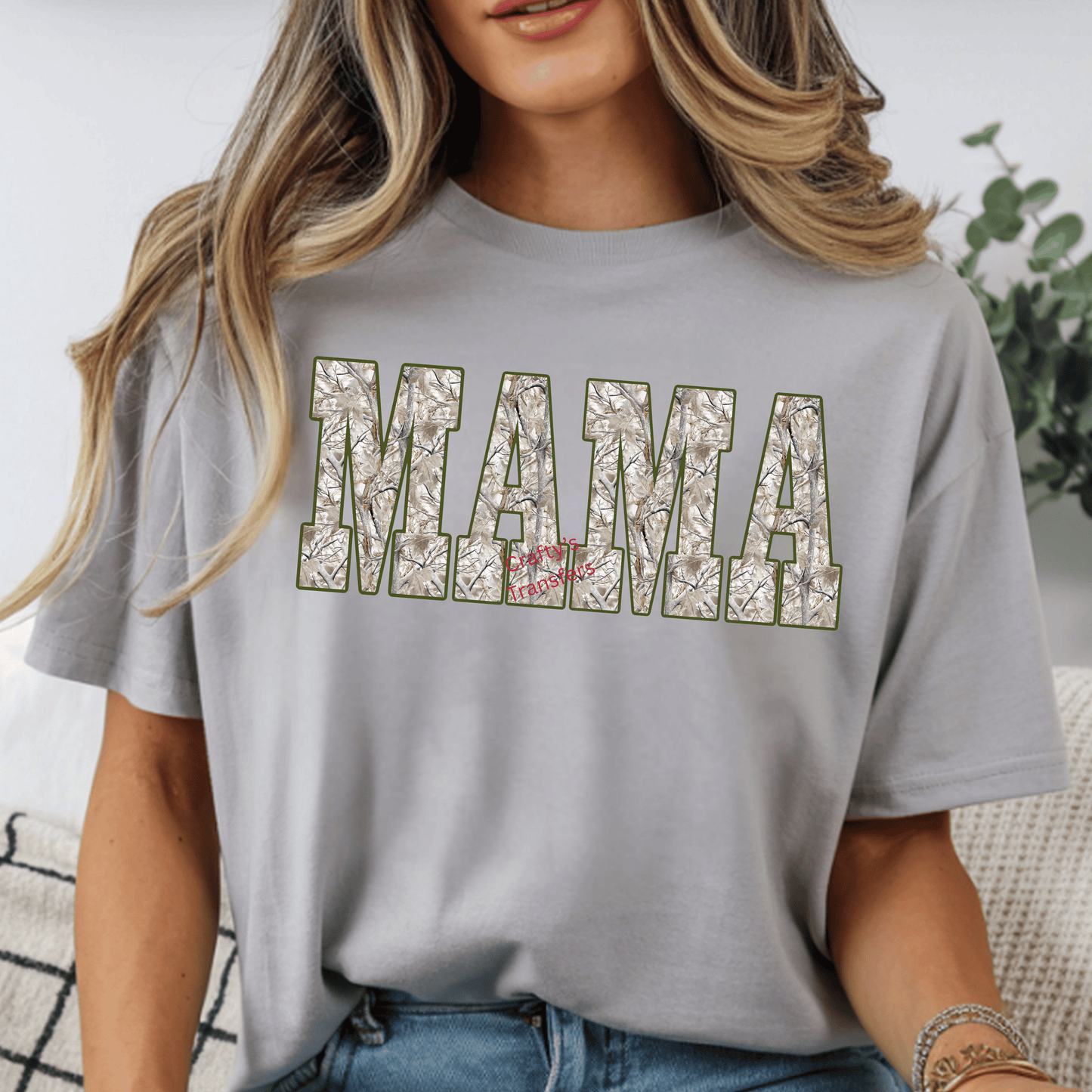 MAMA Camo DTF Transfer | Neutral Hunting Camo Mama Heat Transfer for Shirts