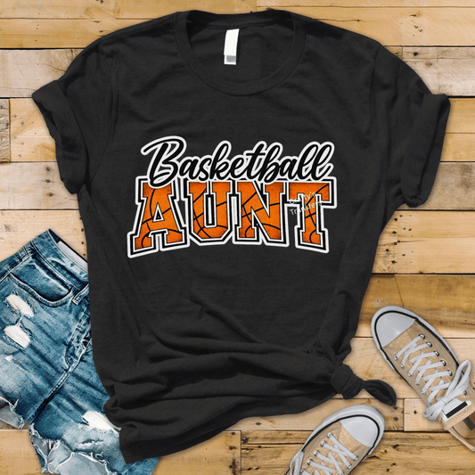 Basketball Aunt DTF Transfer | Basketball Shirt Heat Transfer | Ready to Press Sports DTF Design