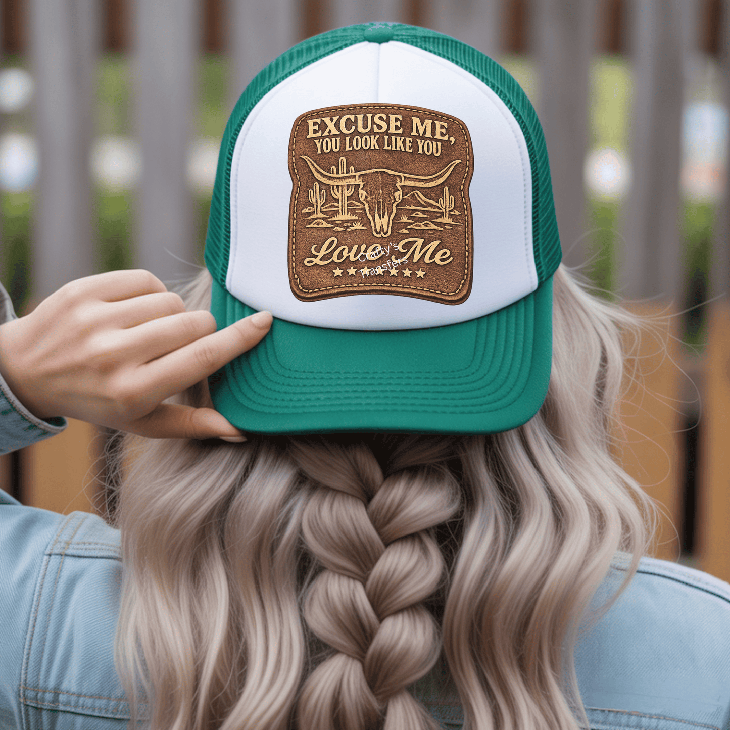 Excuse Me You Look Like You Love Me DTF Transfer | Western Cow Skull Leather Patch Style | Cowgirl Graphic Tee Heat Transfer
