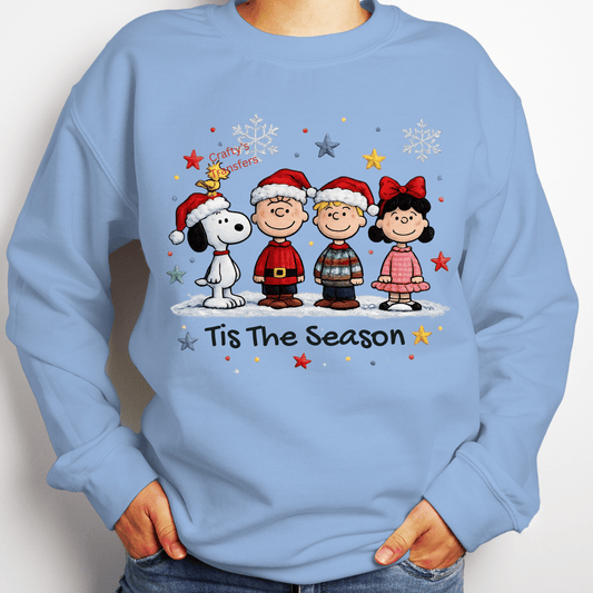 ’Tis the Season Christmas Kids DTF Transfer | Cute Cartoon Kids & Dog Holiday Graphic | Christmas Shirt Heat Transfer