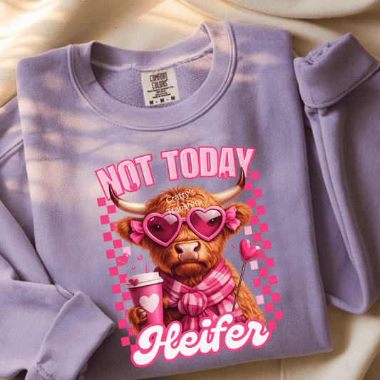 Not Today Heifer DTF Transfer | Funny Cow Graphic | Pink Cowgirl Heat Transfer Design
