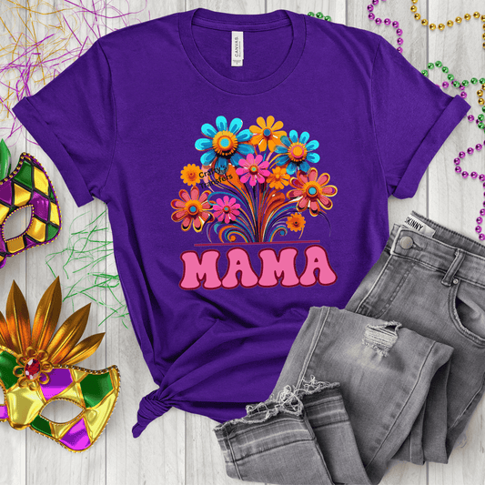 Mama & Mini Floral DTF Transfer Set | Matching Mom and Child Flower Heat Transfers | Colorful Retro Floral Design