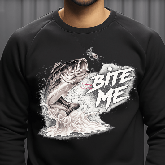 Bite Me Fishing DTF Transfer | Funny Angler Shirt Design | Bass Fishing Heat Press Transfer