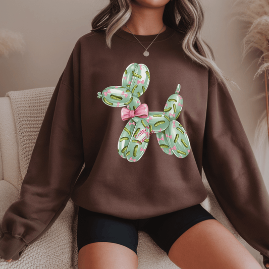 Pickle Balloon Dog DTF Transfer | Funny Pickle Bow Heat Transfer for Shirts & Sweatshirts