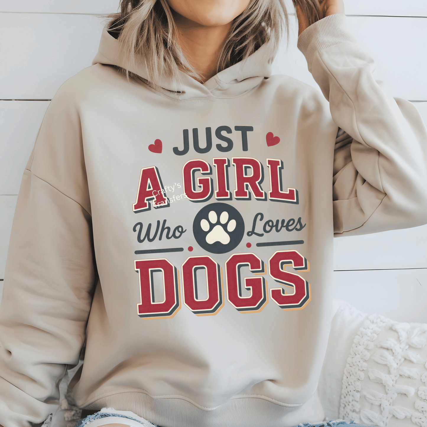 Just a Girl Who Loves Dogs DTF Transfer | Dog Mom Quote Heat Transfer for Shirts & Sweatshirts