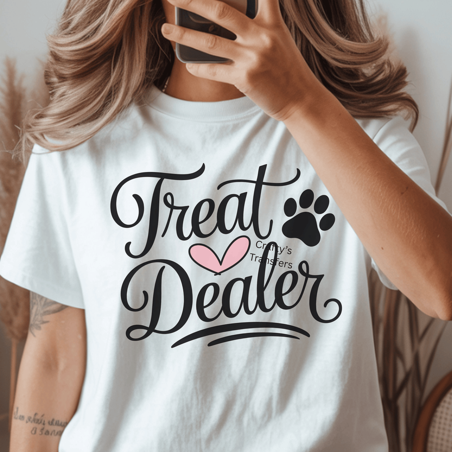 Treat Dealer DTF Transfer | Funny Dog Lover Paw Print Heat Transfer for Shirts & Sweatshirts