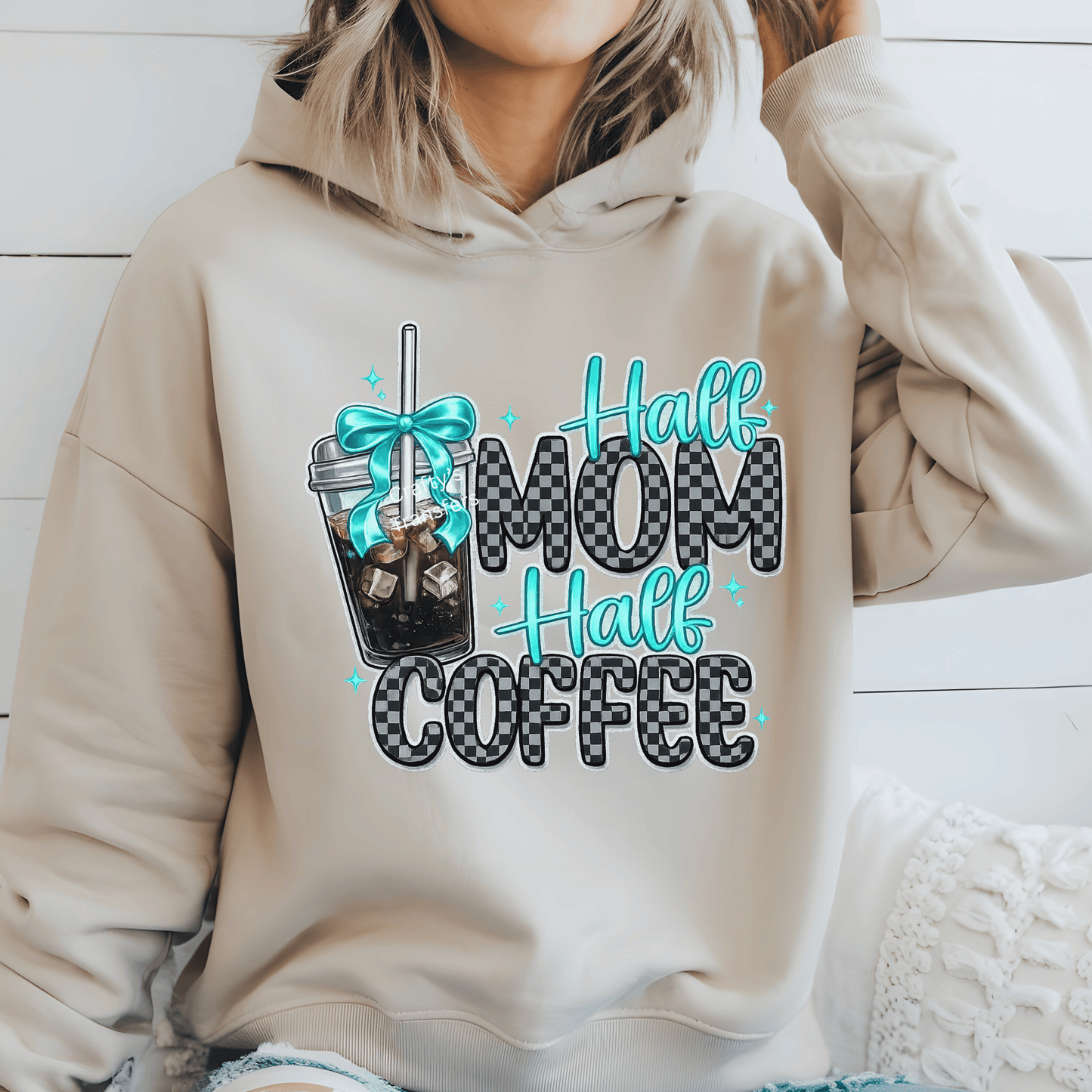 Half Mom Half Coffee DTF Transfer | Coffee Lover Mom Shirt Transfer | Cute Coffee DTF Print