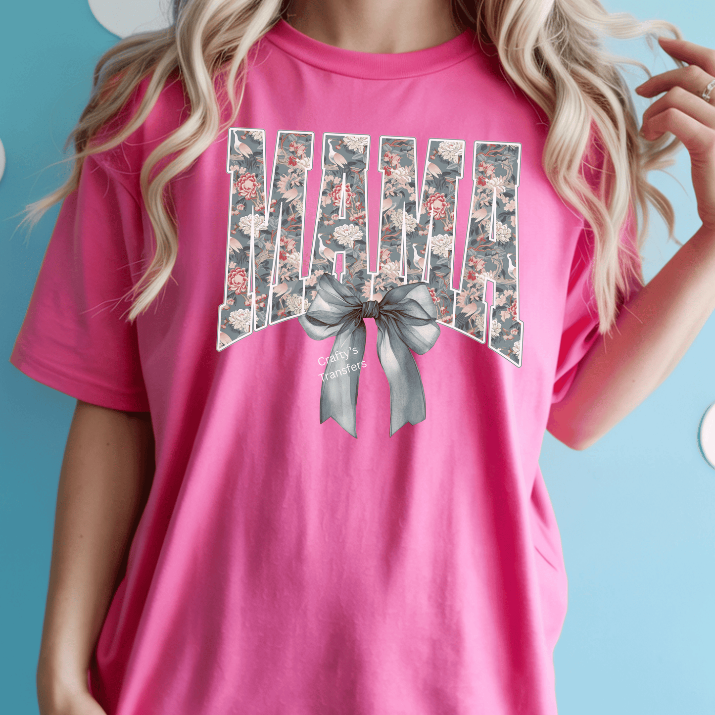 Floral Mama Bow DTF Transfer | Elegant Mama Shirt Transfer | Vintage Floral Mama DTF Print