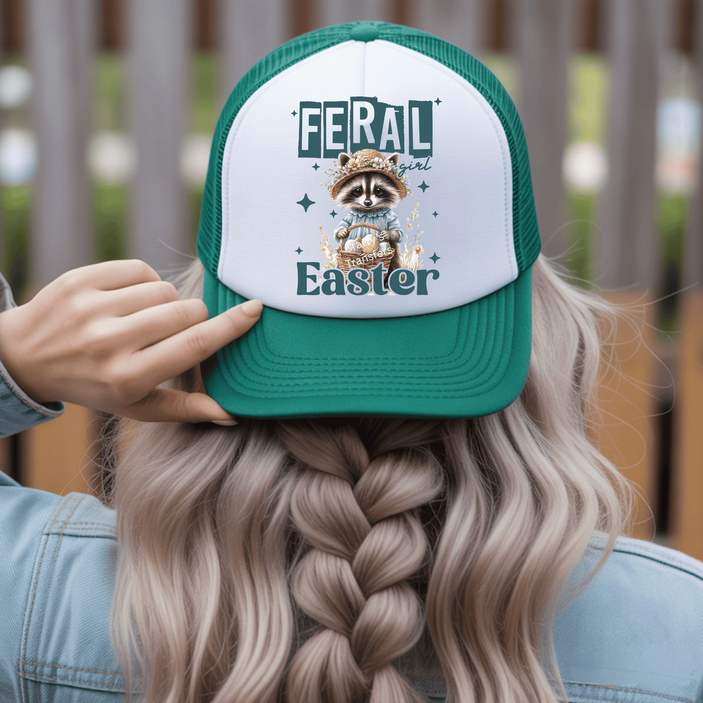 Feral Girl Easter DTF Transfer | Cute Raccoon Easter Shirt Transfer | Spring Animal DTF Print