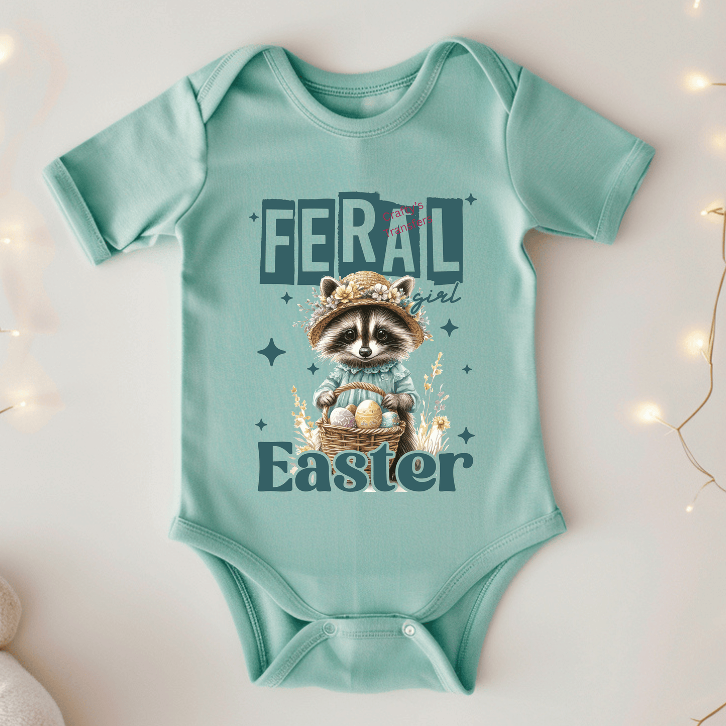 Feral Girl Easter DTF Transfer | Cute Raccoon Easter Shirt Transfer | Spring Animal DTF Print