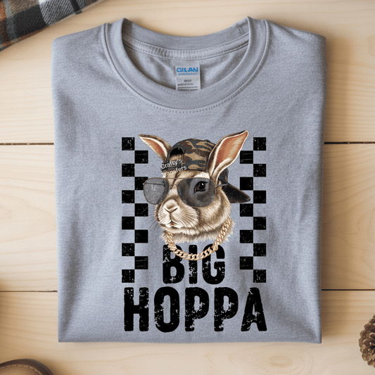 Big Hoppa Bunny DTF Transfer | Funny Easter Bunny with Sunglasses & Chain | Trendy Rabbit Shirt Design