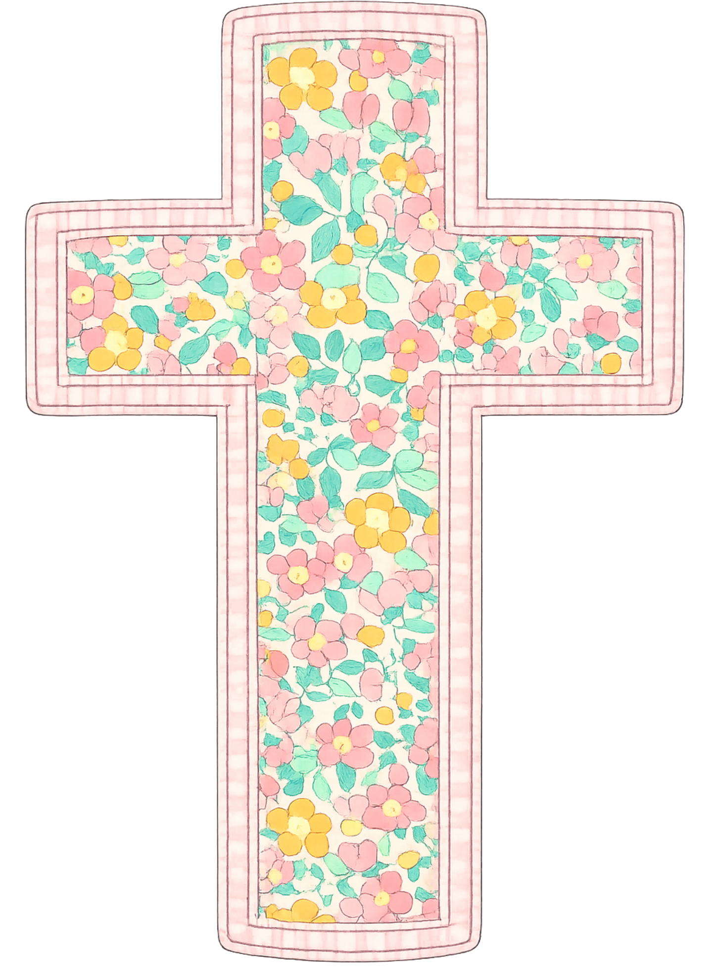 Floral Cross DTF Transfer | Pastel Christian Cross Shirt Design | Spring Faith Graphic
