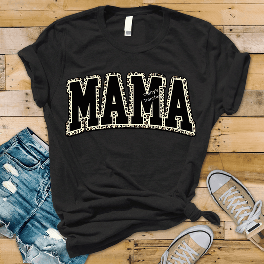 Mama Black Cheetah DTF Transfer | Bold Block Letter Mom Heat Transfer | Ready to Press