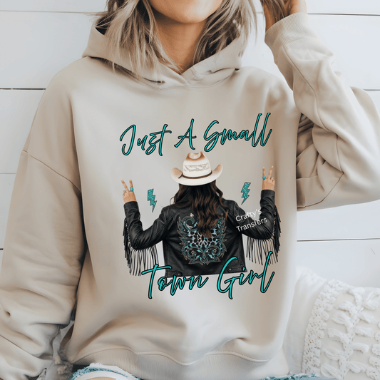 Just a Small Town Girl DTF Transfer | Western Cowgirl Graphic Heat Transfer | Ready to Press